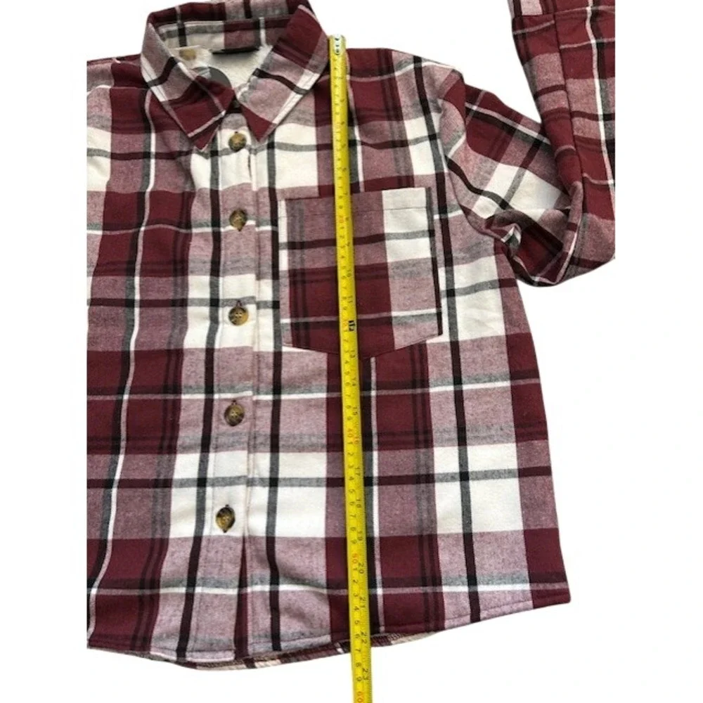 Jolie & Joy Women Plaid Sherpa Lined Flannel Shirt Burgundy White JAP1338N Small - Picture 8 of 8